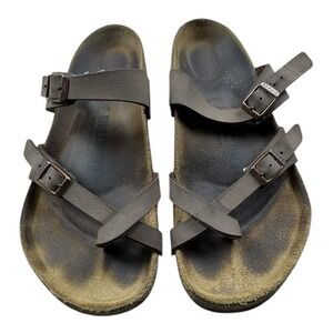 Birkenstock Yara Sandals Brown Leather Women's‎ Size 39 Needs Repair Read